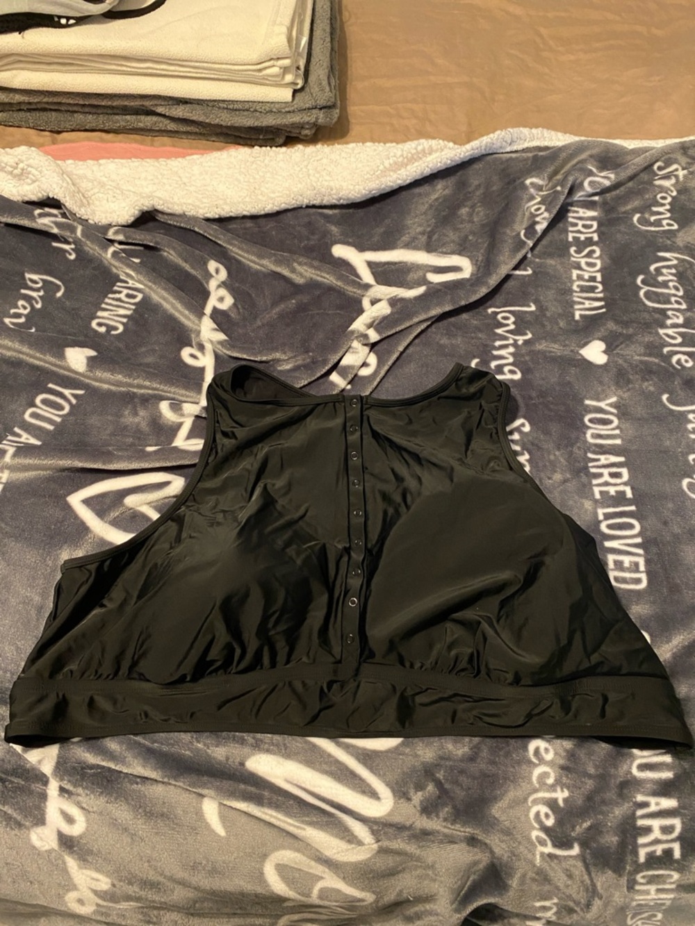 TORRID Black High Neck Henley Bikini Top Size 6